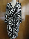 Karen Kane Sweet Dream women's black white zebra wrap dress 