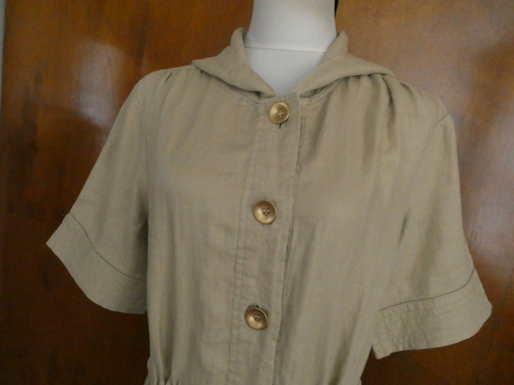 Live a Little linen beige stylish hooded tunic jacket top size Large