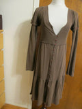 LaRok Women's brown buttoned dress w/buttoned sleeves Small 