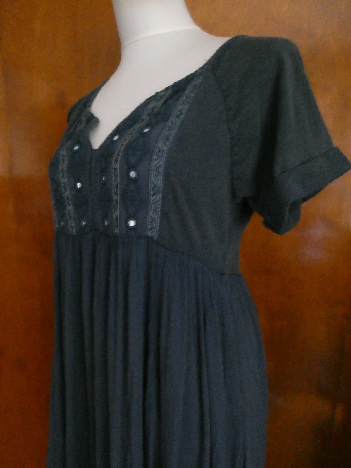 Free People Women’s Asymmetric Blue Embroidered Soft Cotton NWT Dress XSmall 