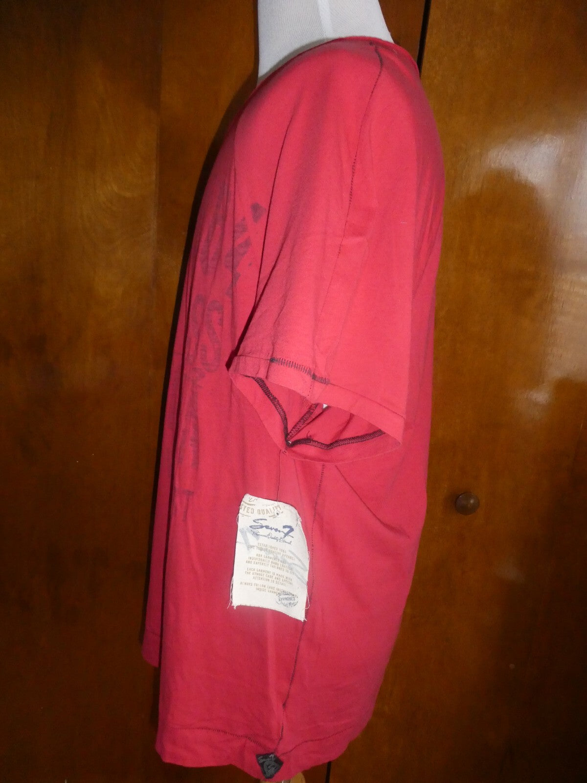 7 SEVEN men’s soft 100% cotton t-shirt red size 2XL NEW