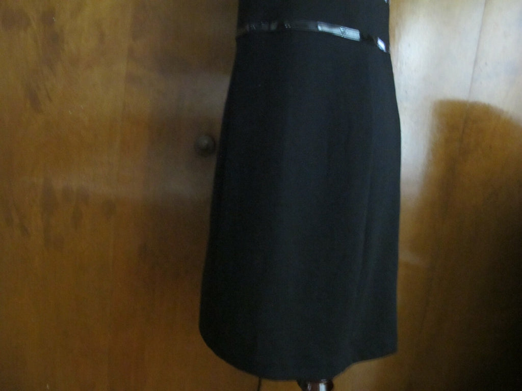 Michael Kors Black Faux-Leather Trim Lined Dress Size 2