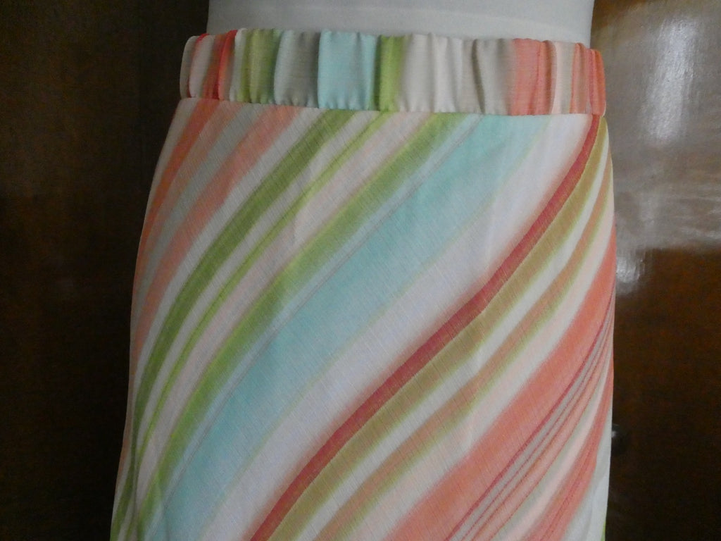 Chico’s Skirt Size 3, US XLarge Striped Maxi Long Lined Elastic Waist Side Slits