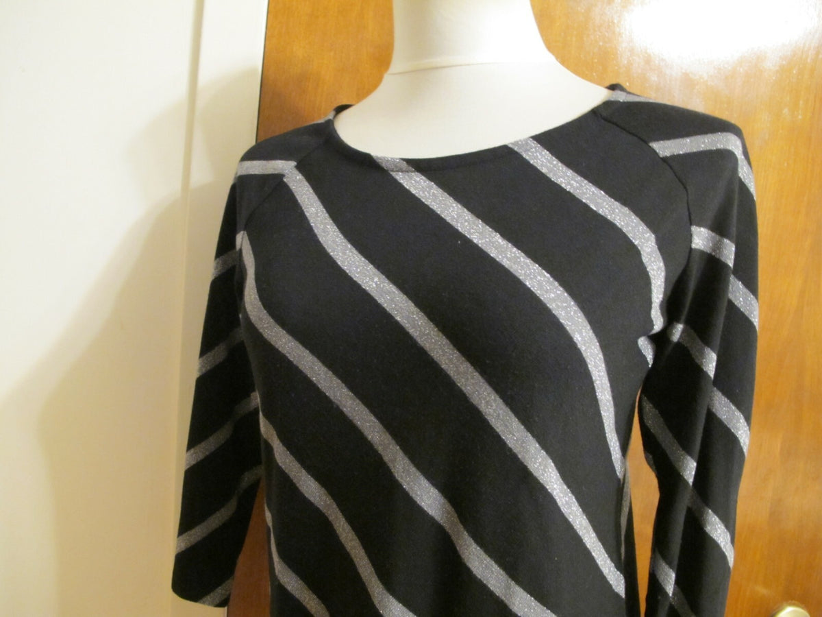INC International Concepts womens black 3/4 sleeves detailed top Large (Fits M)