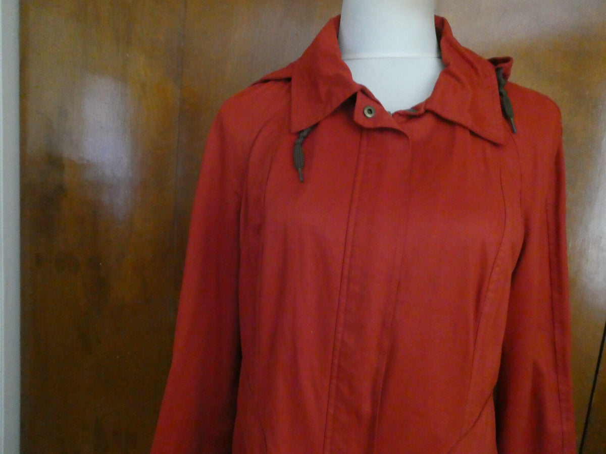 Cole Haan Burnt Orange Hooded Zip Down Zip Out Lined Pea Coat Medium
