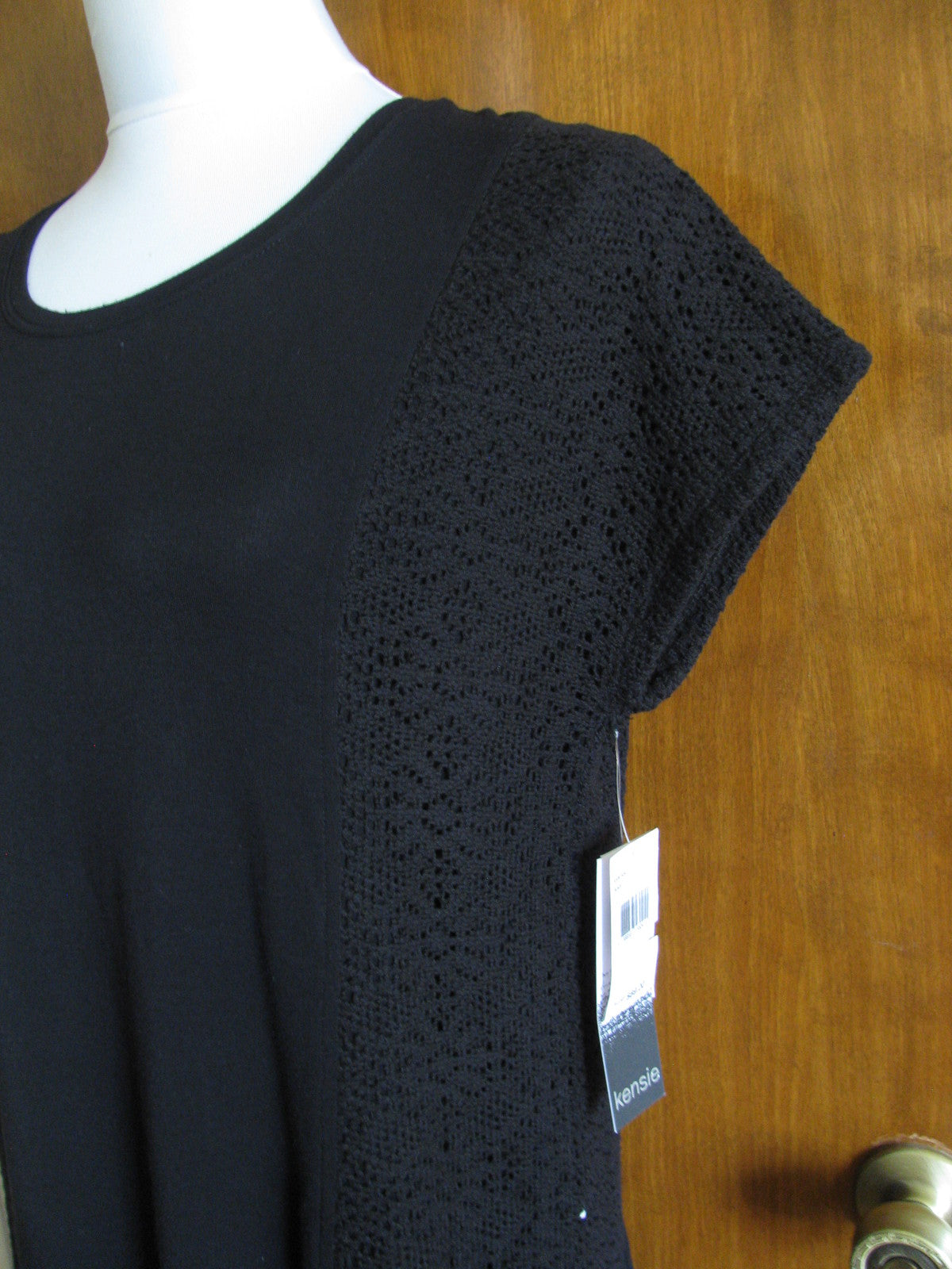 Kensie women’s black detailed crocheted insert dress Large