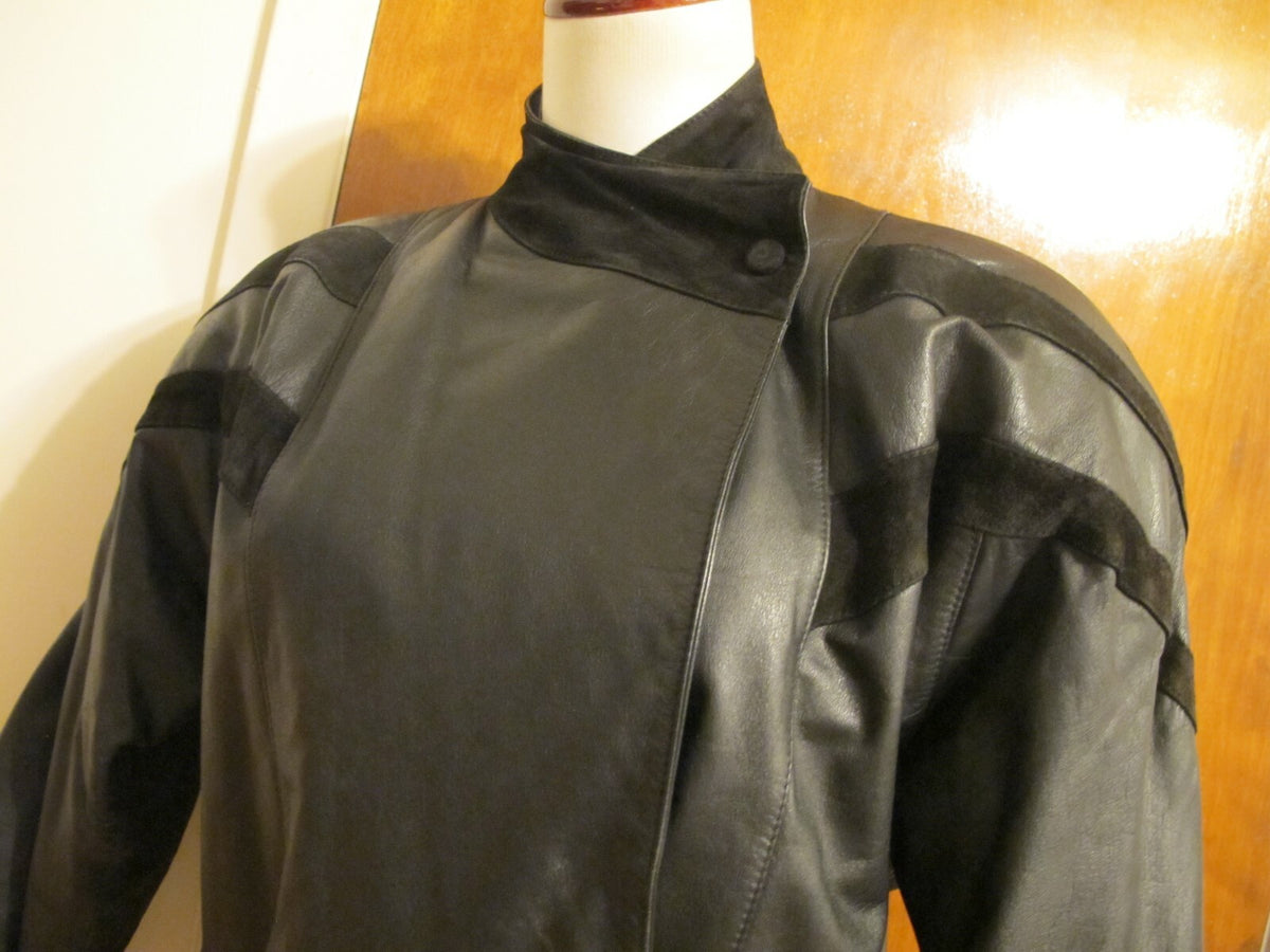 Pelle Cuir Women's Black Real Genuine Leather Detailed Jacket Coat Size Small