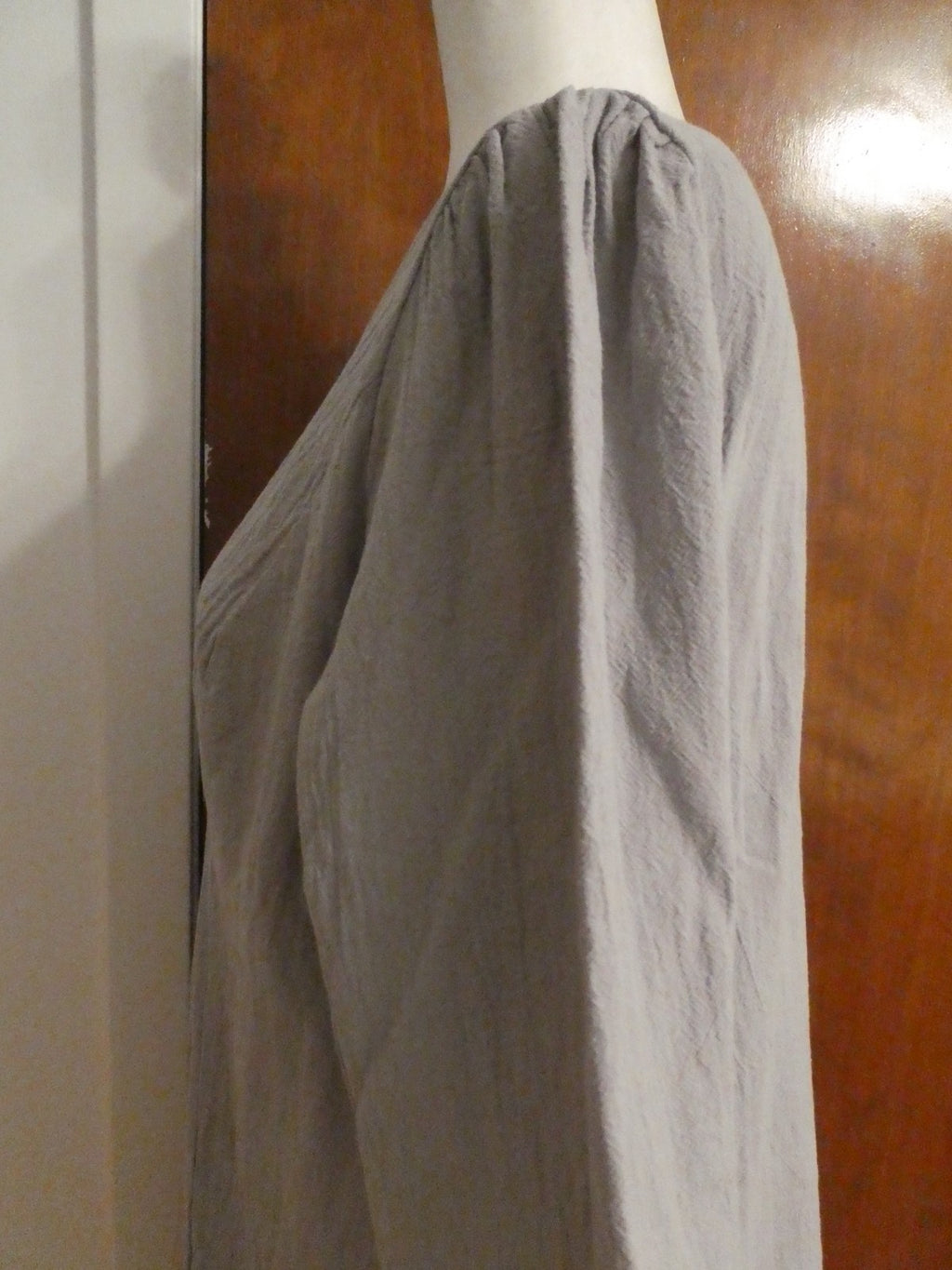 Gray Textured Shift Dress XL Fits L V-Neck Empire Waist Pockets Casual Macy's