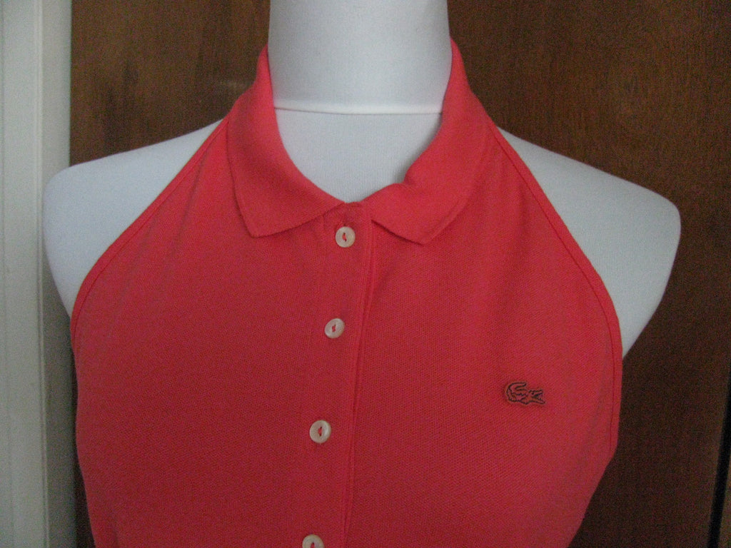 Lacoste women's red cotton halter dress US12/Euro44 NWT 