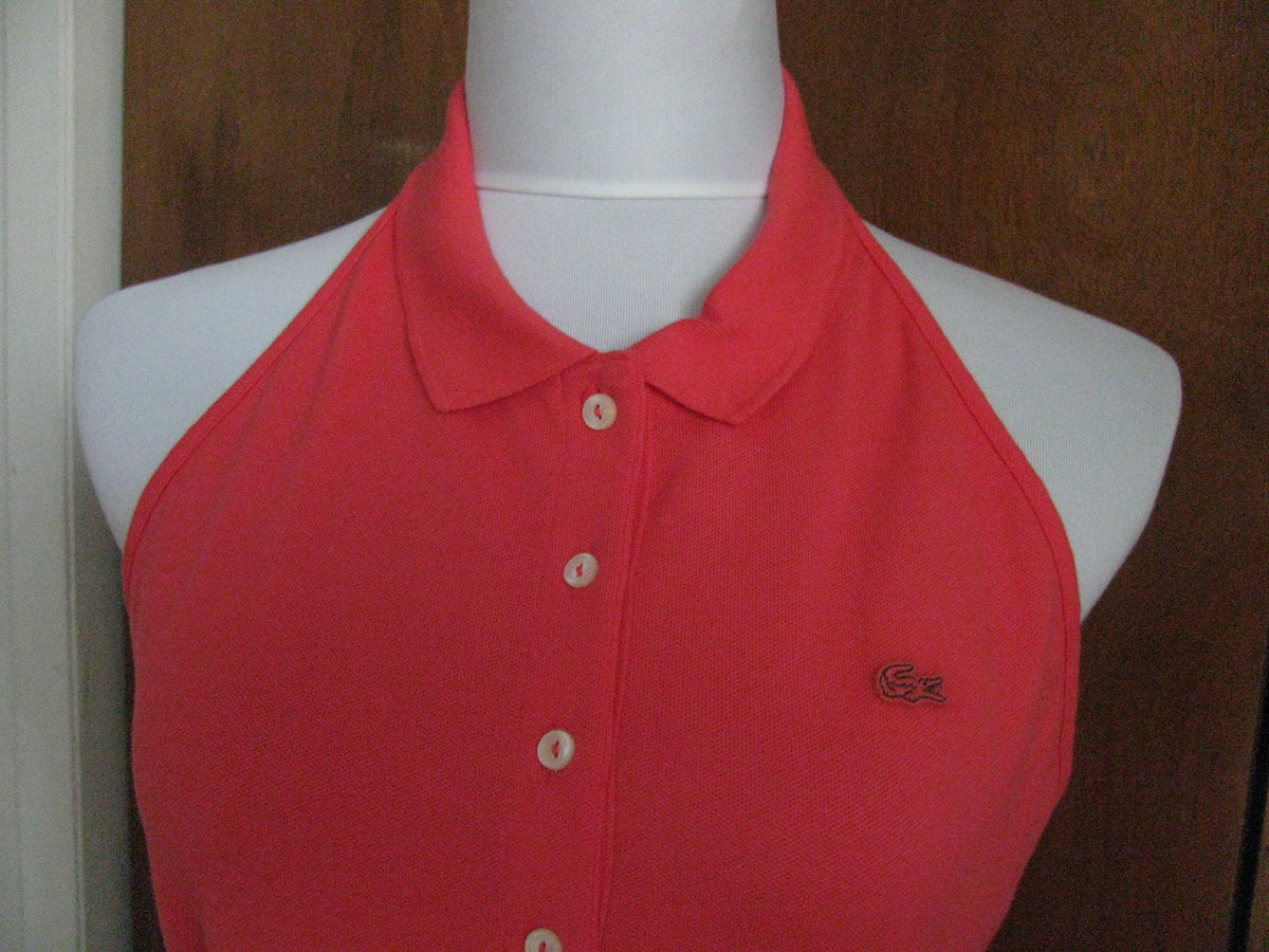 Lacoste women's red cotton halter dress US12/Euro44 NWT 