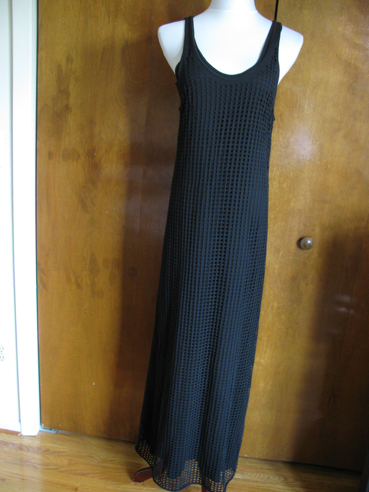 Denim & Supply women's black perforated overlay maxi New dress 