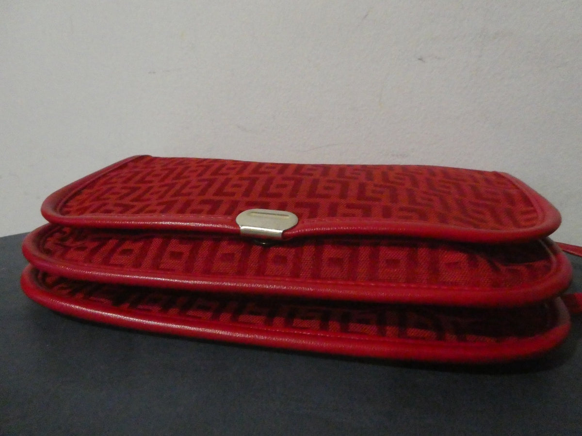 Vintage Red Italian Crossbody Shoulder Bag Geometric Pattern Small Made in Italy