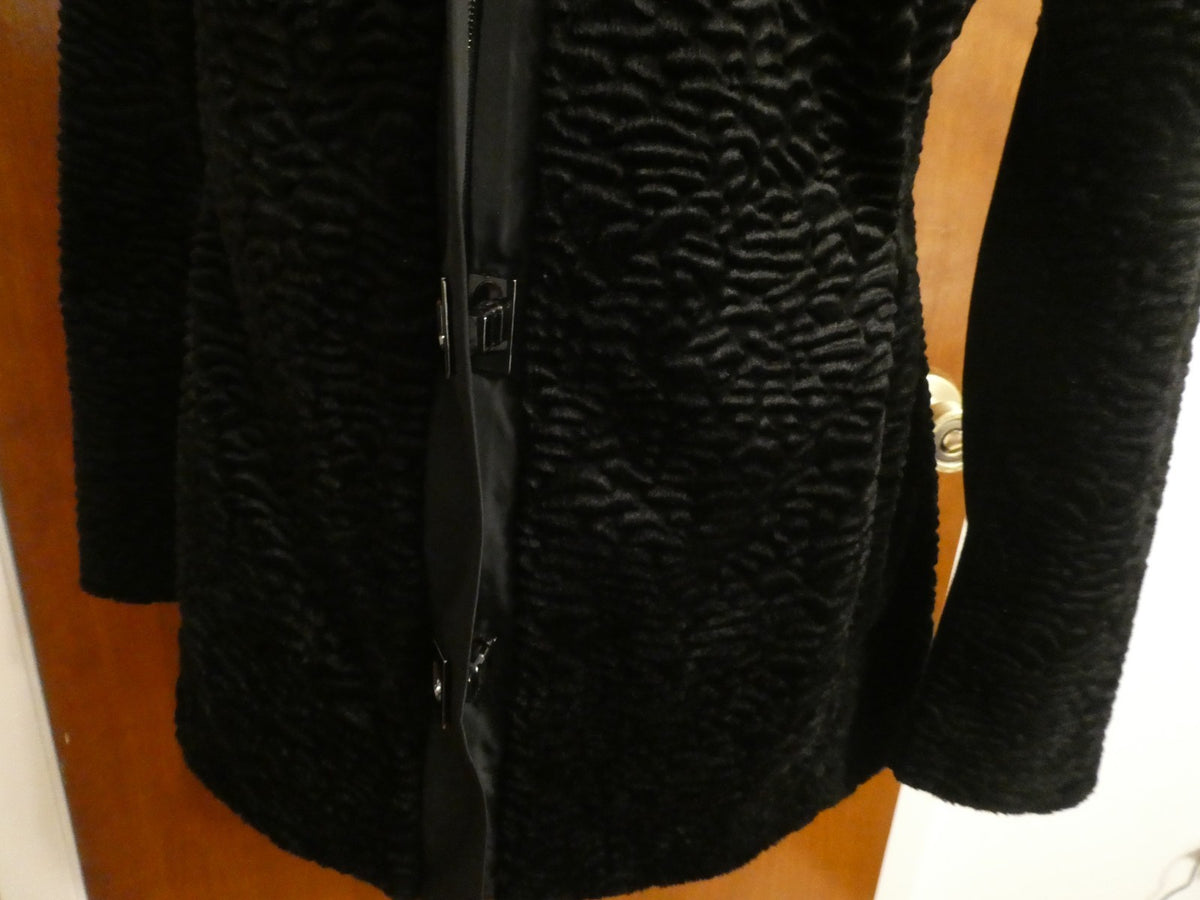 Carol Anderson By Invitation Women Textured Velour Black Jacket Toggle Buttons S