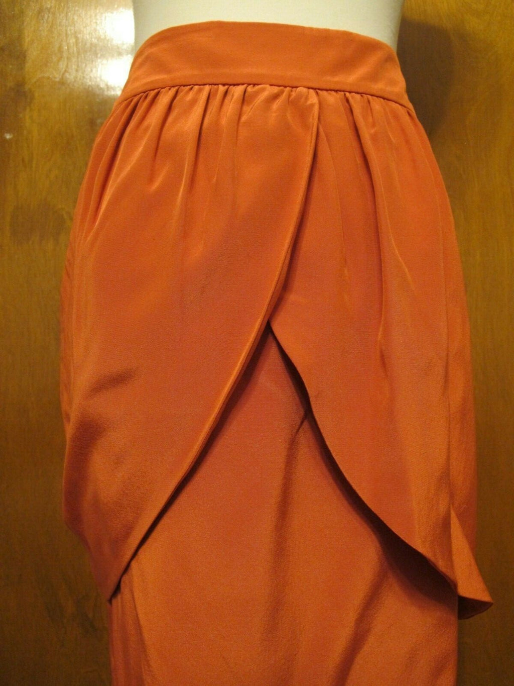 Juicy Couture Women's Orange African Sun Draped Silk Lined Skirt XL Fits Large