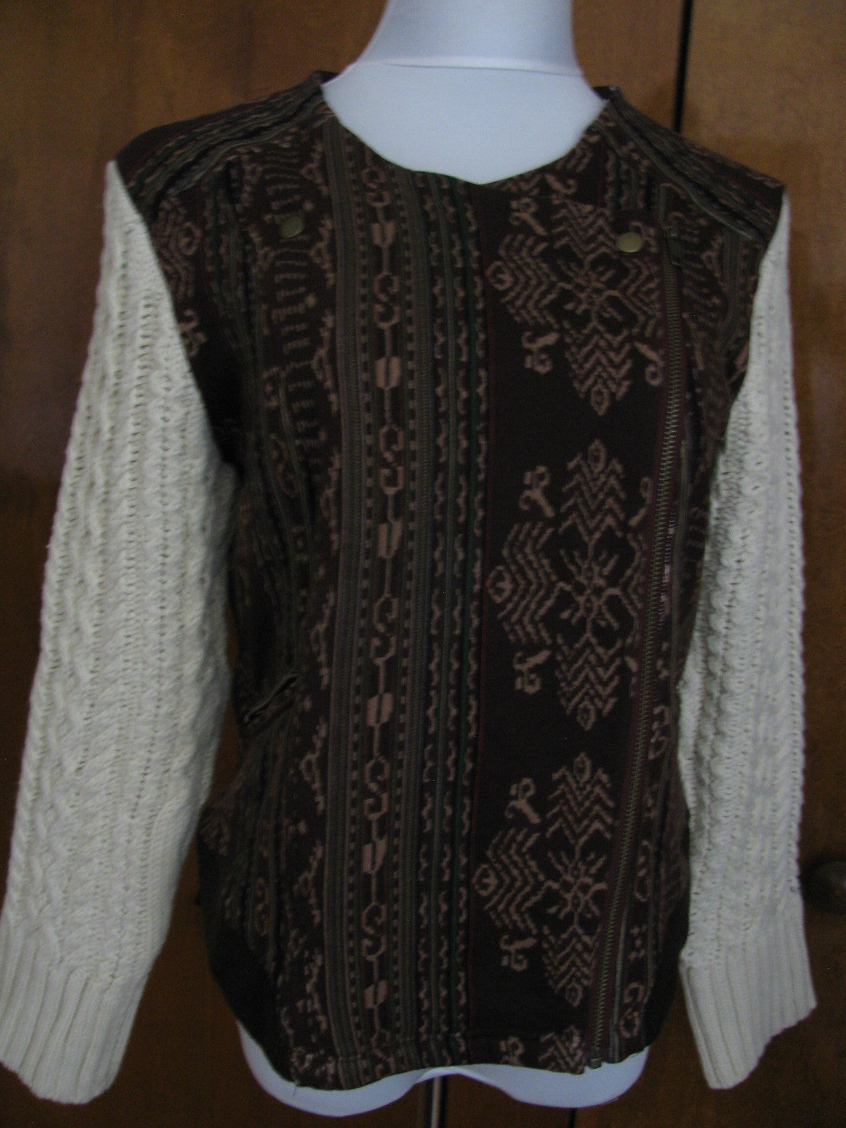 Anthropologie Lilka women’s brown cotton lined detailed jacket size LP NWT