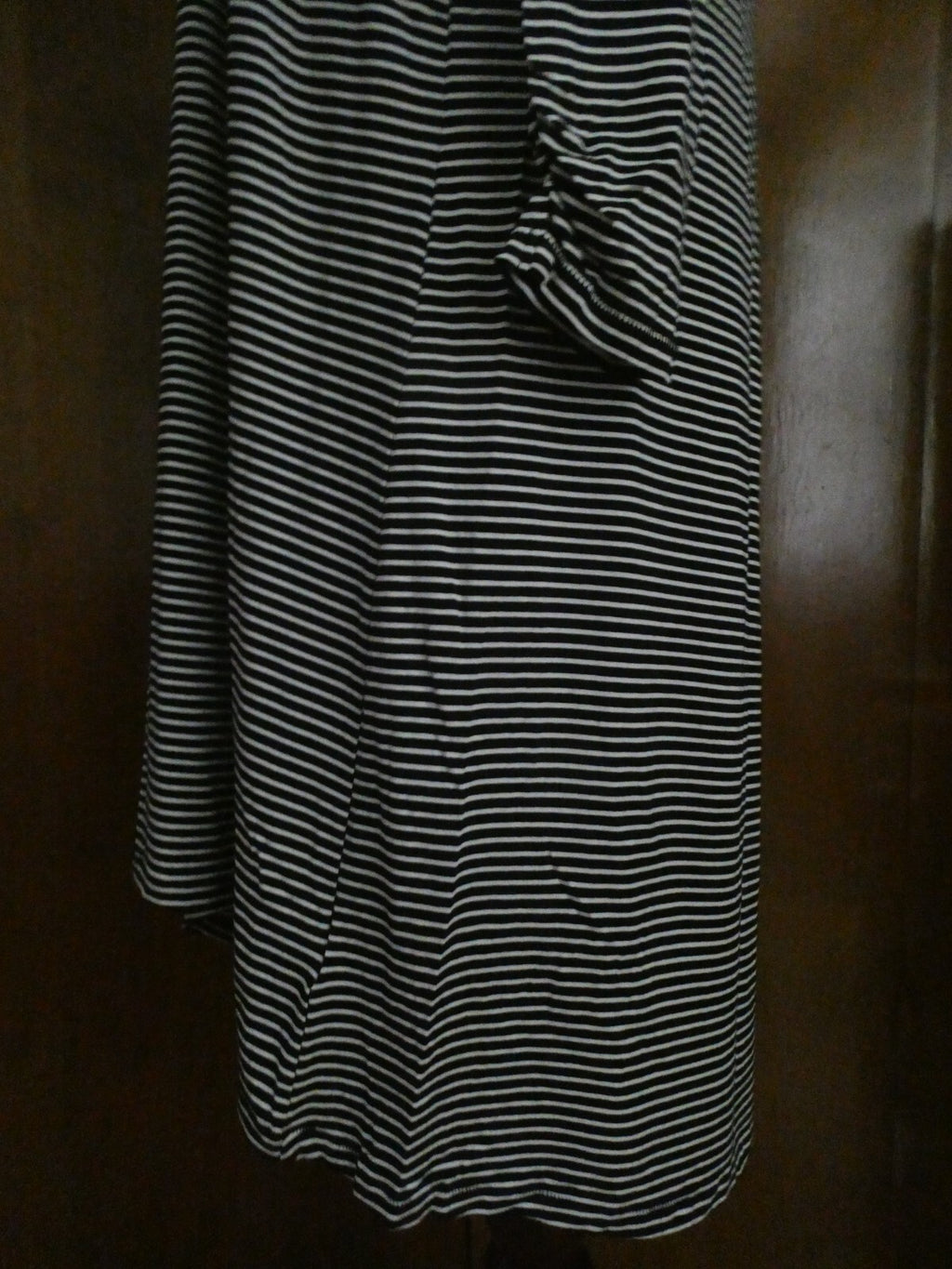Gap Women's Black/White Stripped Rayon A-Line Long Sleeves Dress Large