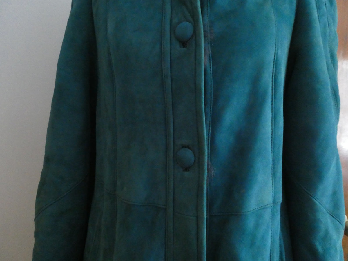 Adarcrea Women Persian Green Teal Shearling Sheepskin Long Winter Coat Spain 10