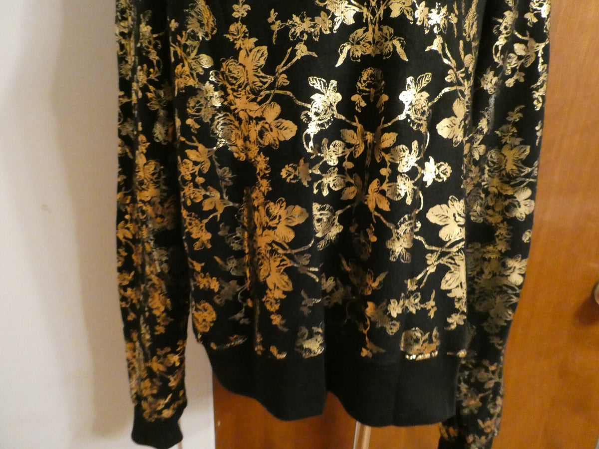 Wildfox Women's Black Gold Metallic Print Sweater Size Medium NEW
