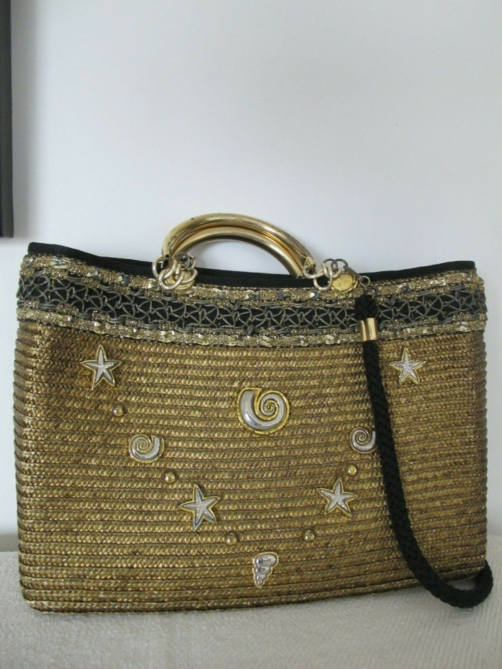 Women's Summer Gold Large Zippered Tote Handbag Made In Italy