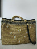 Women's Summer Gold Large Zippered Tote Handbag Made In Italy