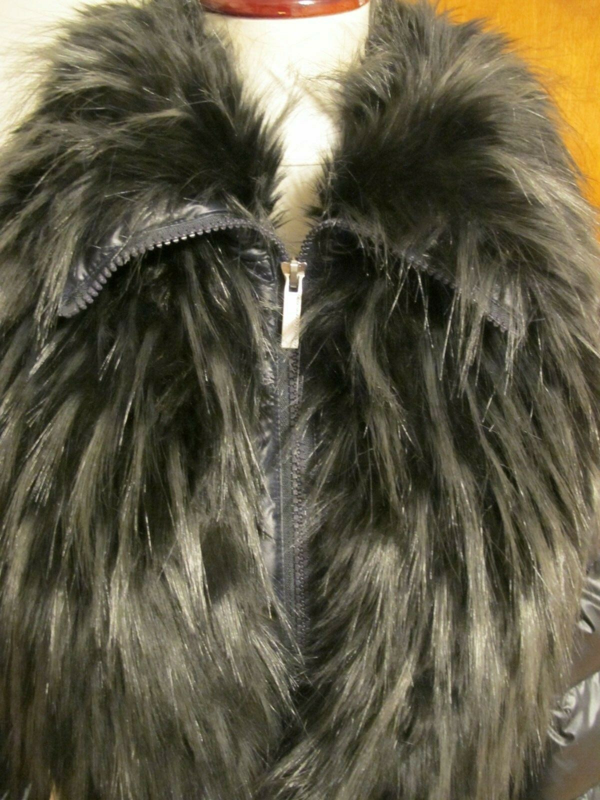 French Connection navy winter coat two in one down feather faux fur collar Small