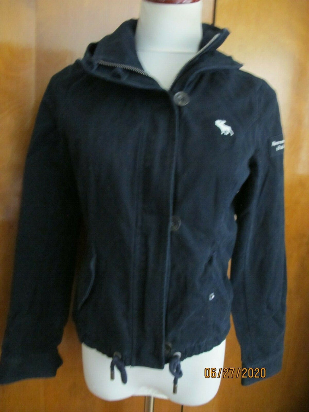 Abercrombie & Fitch navy cotton boys zip out coat jacket size Medium