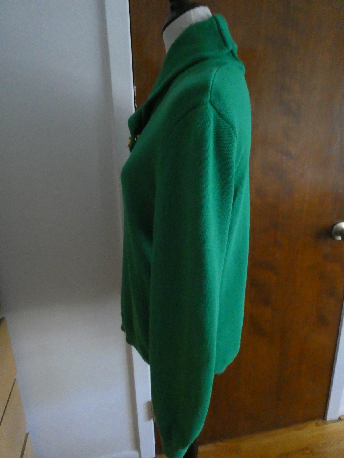 Ralph Lauren Women’s XL Green Shawl Collar Toggle Sweater 100% Cotton EUC