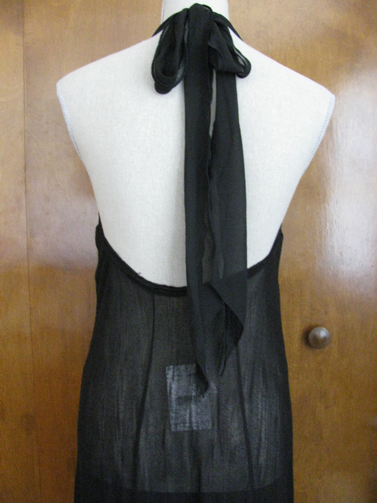 Free People women's black soft rayon halter mesh bead detailed NWT dress Medium 