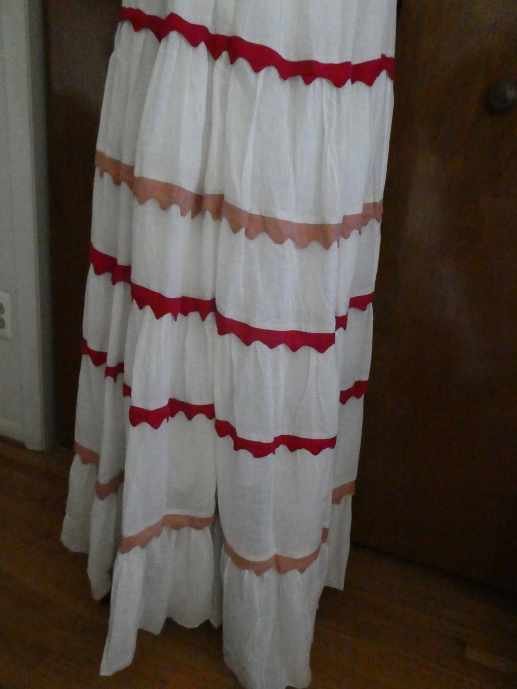 Anthropologie  Carolina K White/Red Lined Maxi Marieta Dress XSP (fits Large)