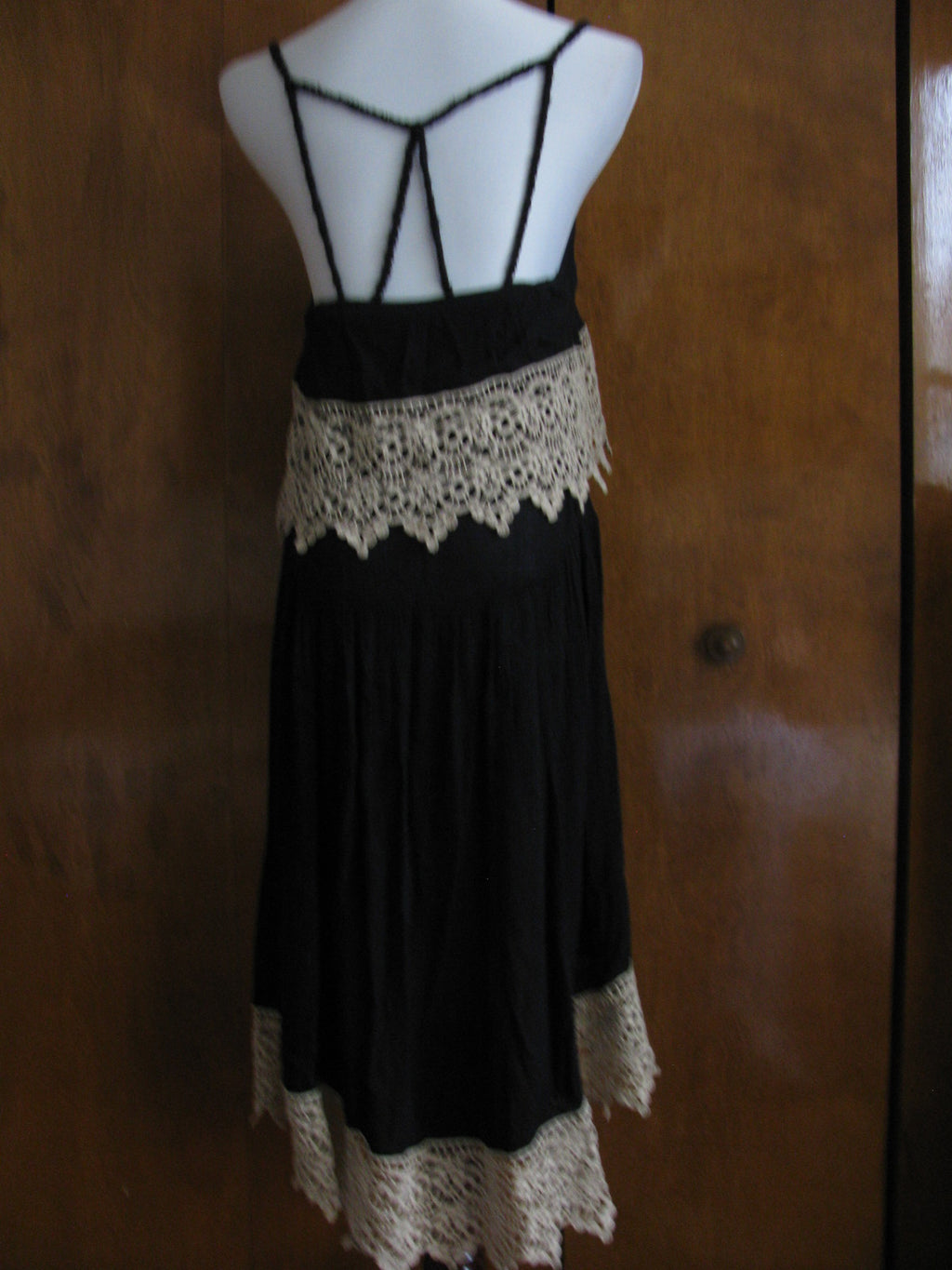Free People Womens Asymmetric Black Decorated Embroidered Soft Rayon Dress XS