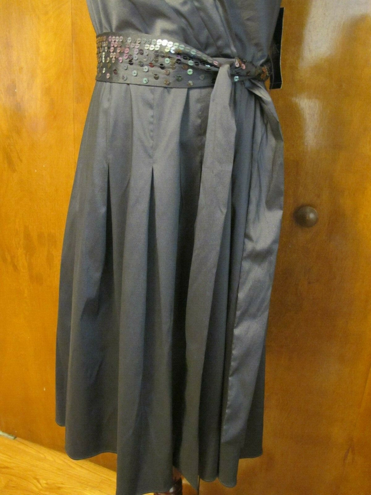 Anne Klein women’s dark gray pleated skirt detailed dress size 12 new
