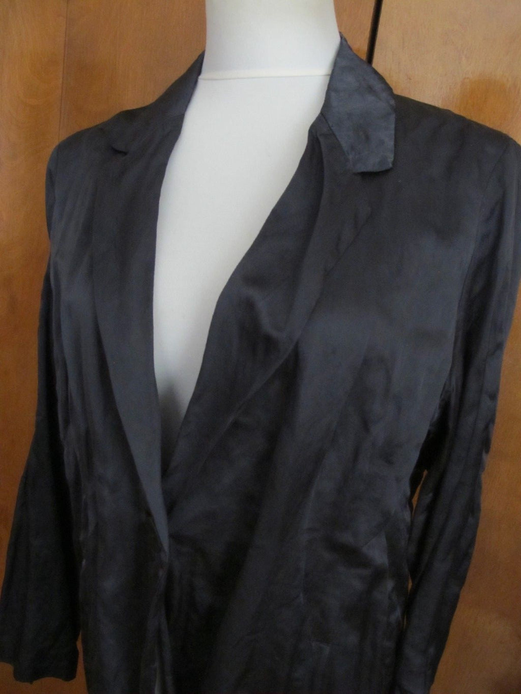 Eillen Fisher Women’s Gray Lined Satin Cotton Jacket Large New