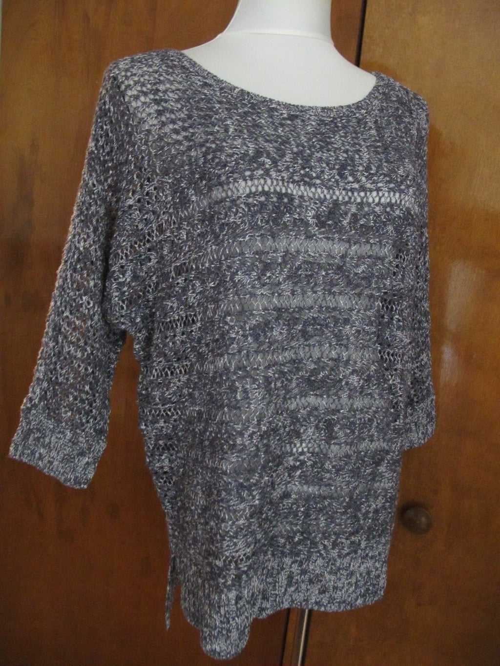 Rachel Roy 3/4 Sleeves Sweater Women's Asymmetrical Gray Detailed Size Medium 