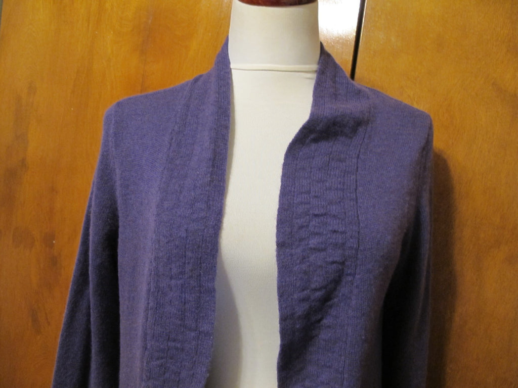 Just Cashmere Women's Purple Cashmere Open Front Detailed Cardigan Medium 