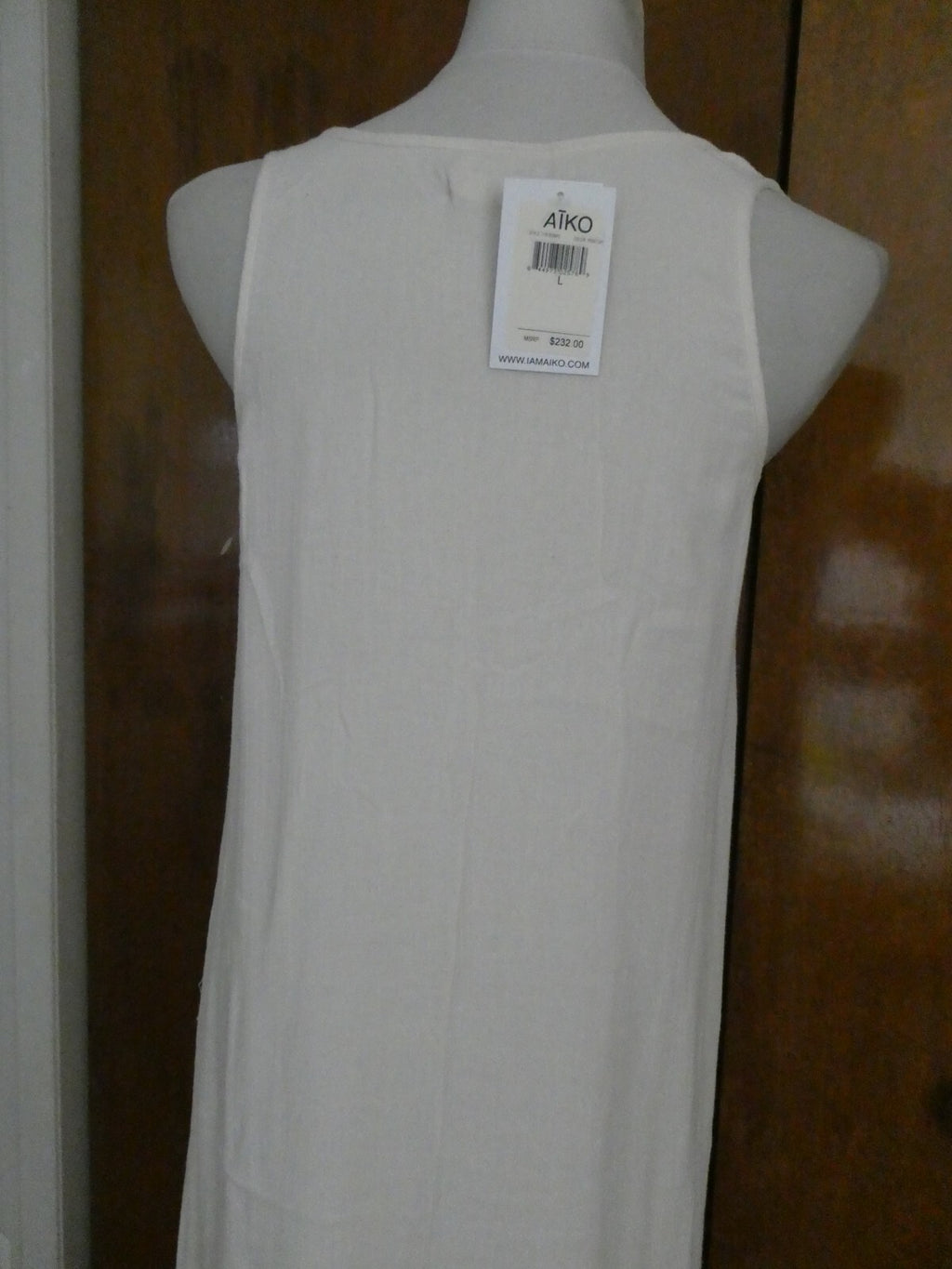 AIKO women’s beige maxi full lined dress hem orange/black bamboo/cotton Large