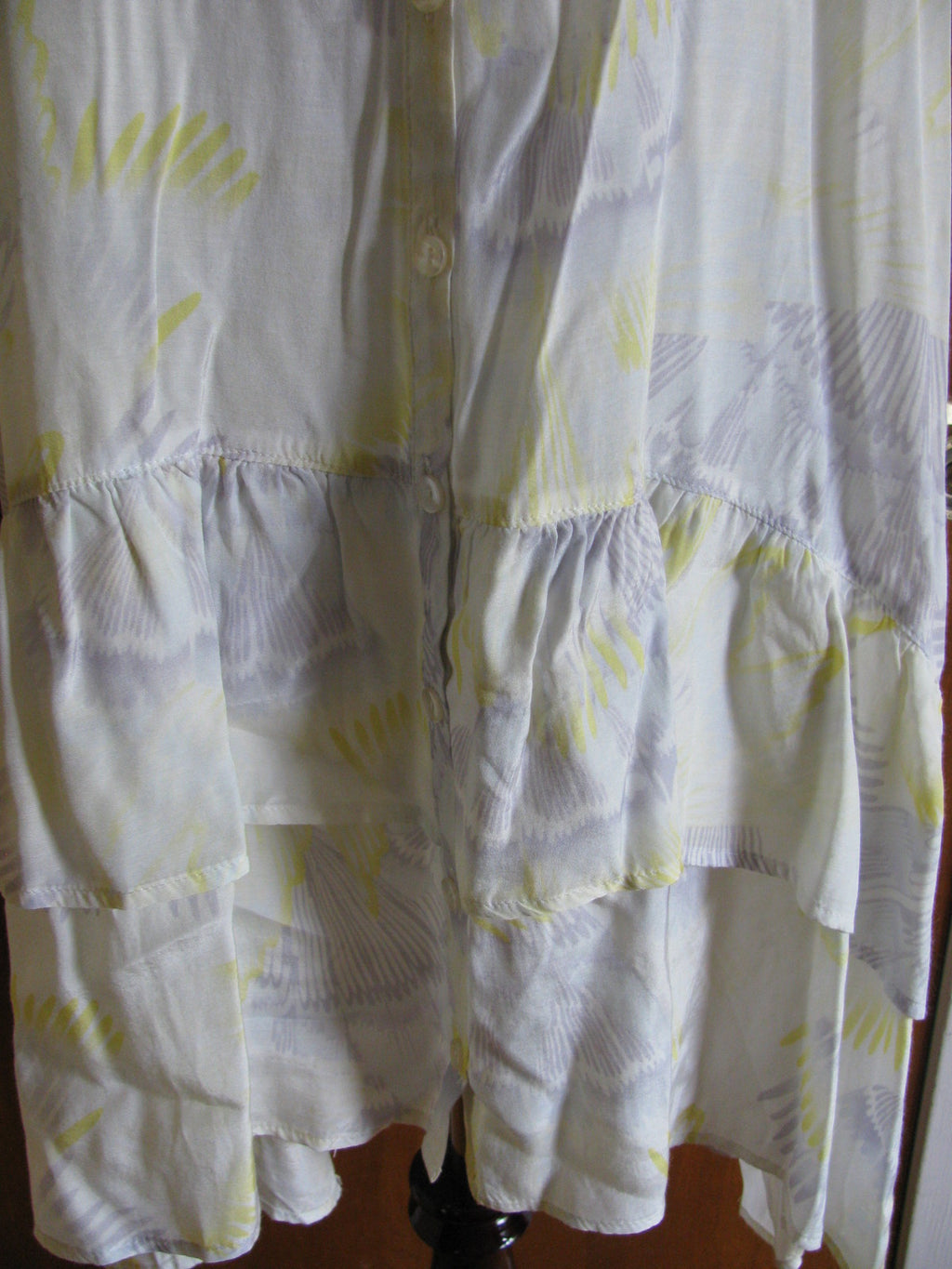 Free People women's ivory comb print sheer dress large 