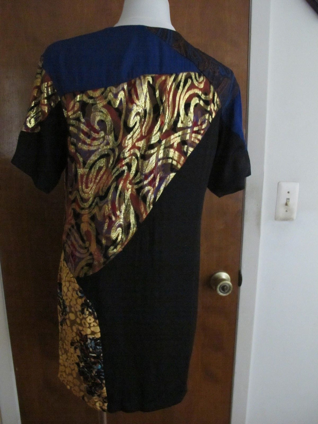 Anthropologie Womens HD In Paris Black Motif Evening Viscose Silk Dress 10 