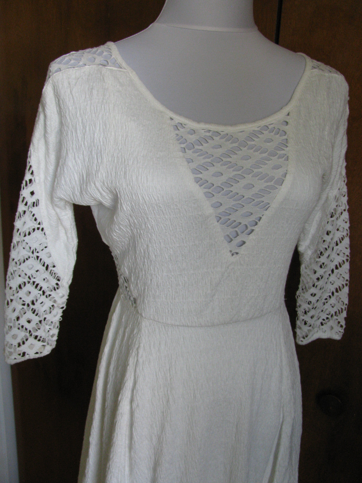 Free People womens snow lined crocheted soft rayon flare dress New