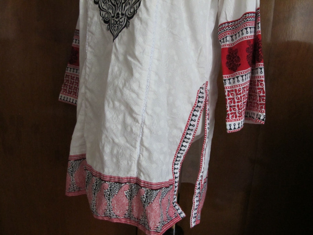 Lime Light Women’s White Embroidered  Cotton Tunic Top Or Swim Cover Large