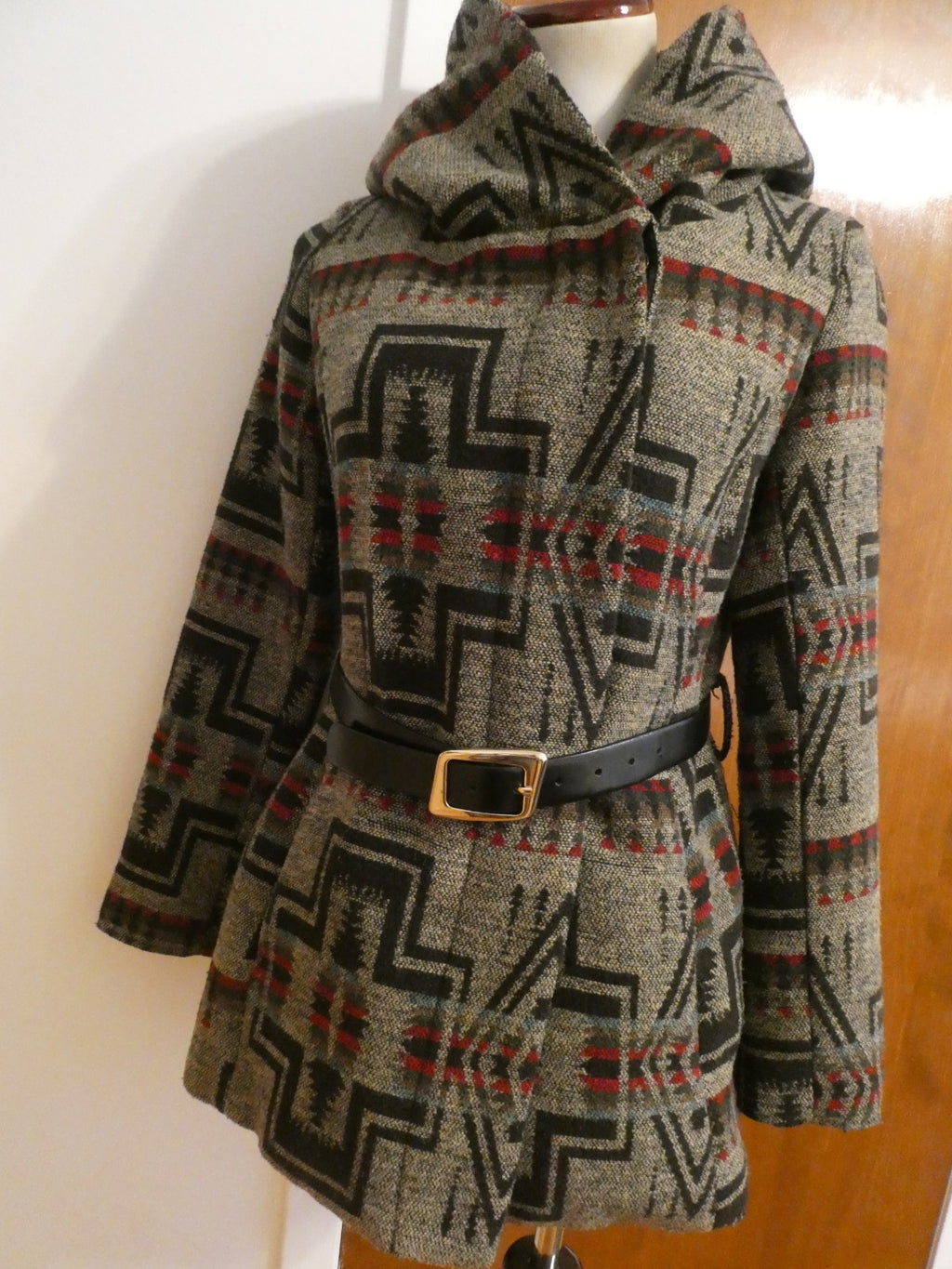 Mossimo Supply Jacket Hooded Brown Multicolor Lined Button Up Size Small