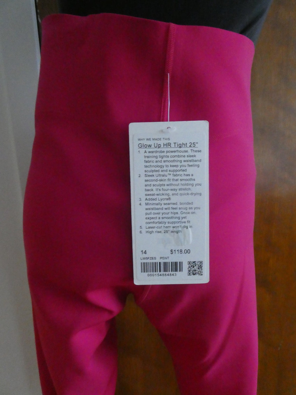 Lululemon Glow Up HR Tight 25 Inch Highrise Leggings Pink Passionate Size 14