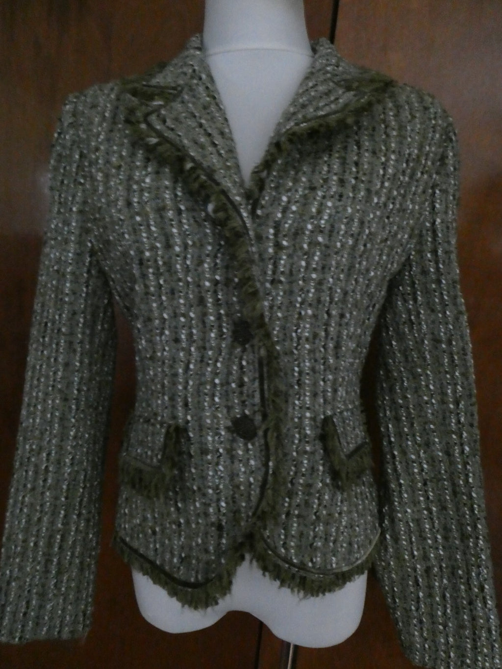 Vertigo Women Stylish Green Lined Blazer Size Large (Fits Medium) Made in France