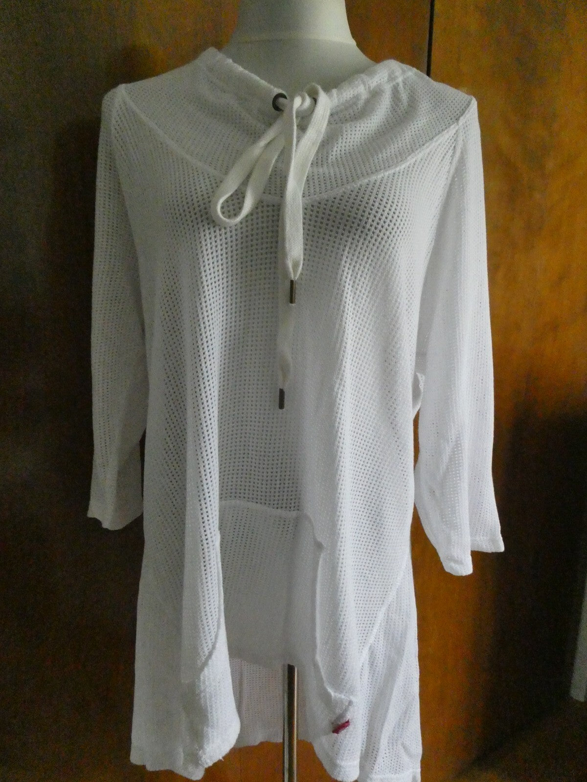 Free People Women’s White 3/4 Sleeves Tunic Long Beach Top Size M/L