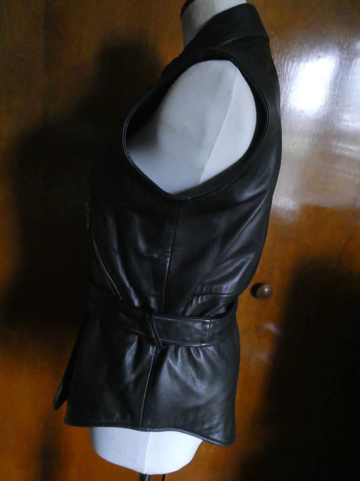 John Michael Designer Black 100% Soft Leather Woman's Vest Size XS
