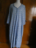 Tucker Nuck Maxi Dress XL Blue Floral 100% Cotton Soft Boho Lounge Caftan