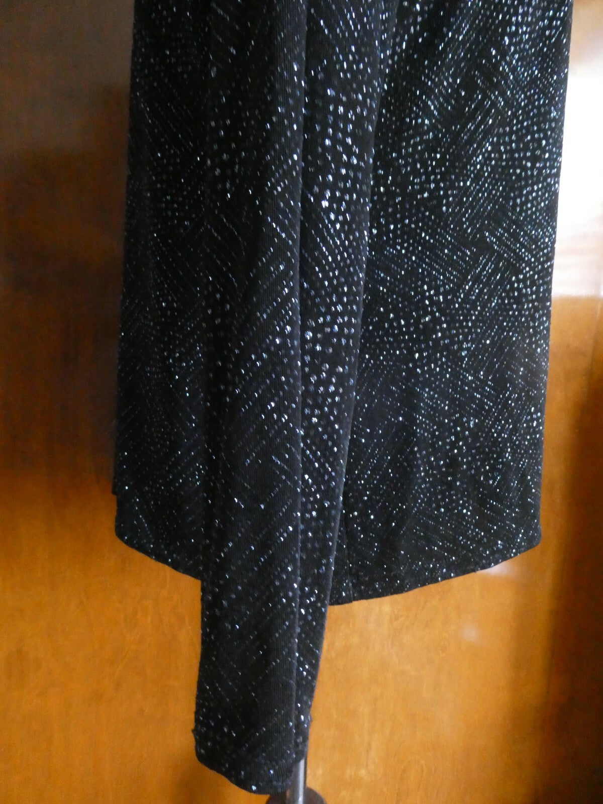 Vtg Onyx Nite Women Black Sparkles Glitter Long Sleeve Cardigan Made USA P/Large