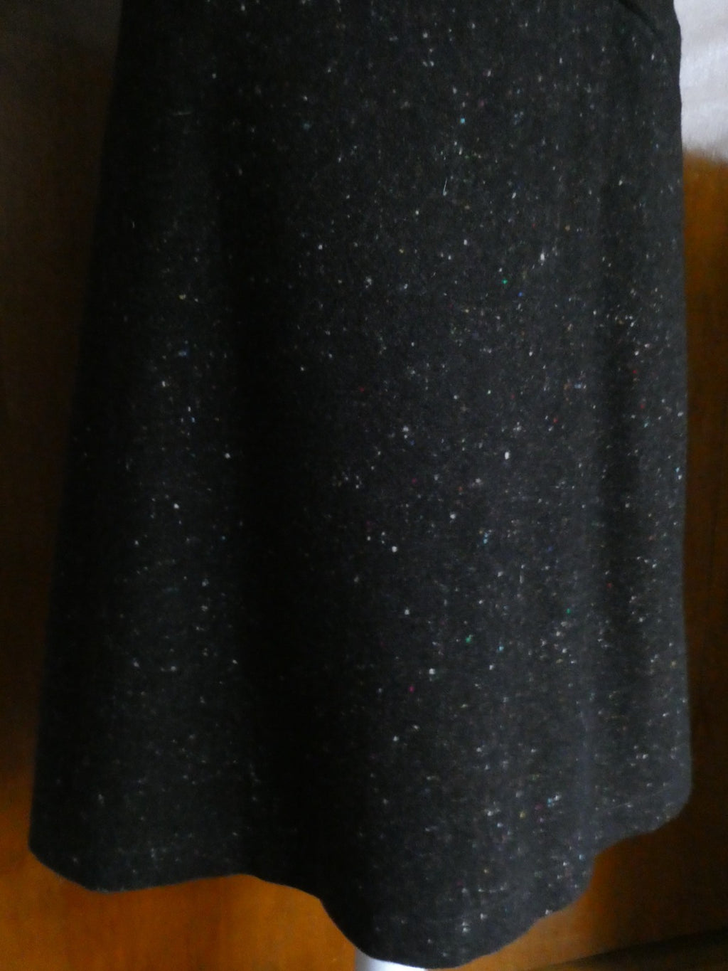 Theory Women Anorel Black Multi Virgin Wool Detailed Size 12 Skirt $265