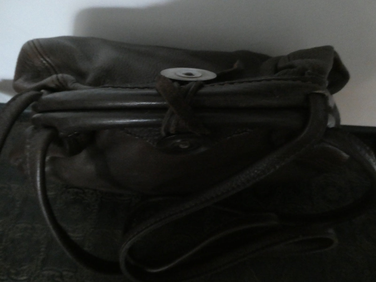 Vintage AMANN Brown Genuine Leather Shoulder Crossbody Bag Large 12x8x5 "1990s"
