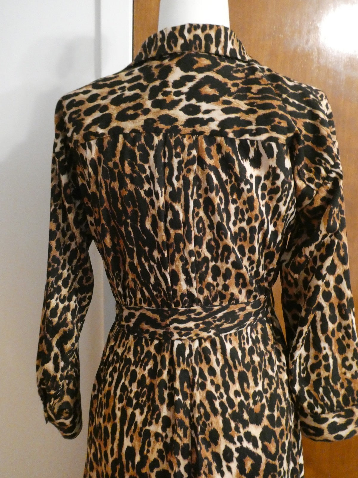 Truly 4 You Women Leopard Print Asymmetrical Hem Dress Long Sleeve Small (fit M)