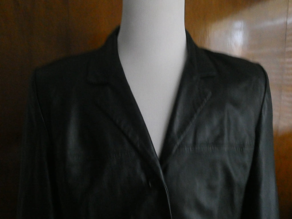 Style & Co Women’s Black Leather Jacket Coat Size XLarge